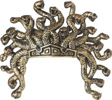 Medusa Plastic Headdress Gold Fancy Dress Up Halloween Adult Costume Accessory