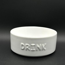 White Raised Drink Dog Bowl Ceramic 6 X 2.5 Inches