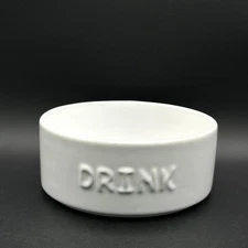 White Raised Drink Dog Bowl Ceramic 6 X 2.5 Inches