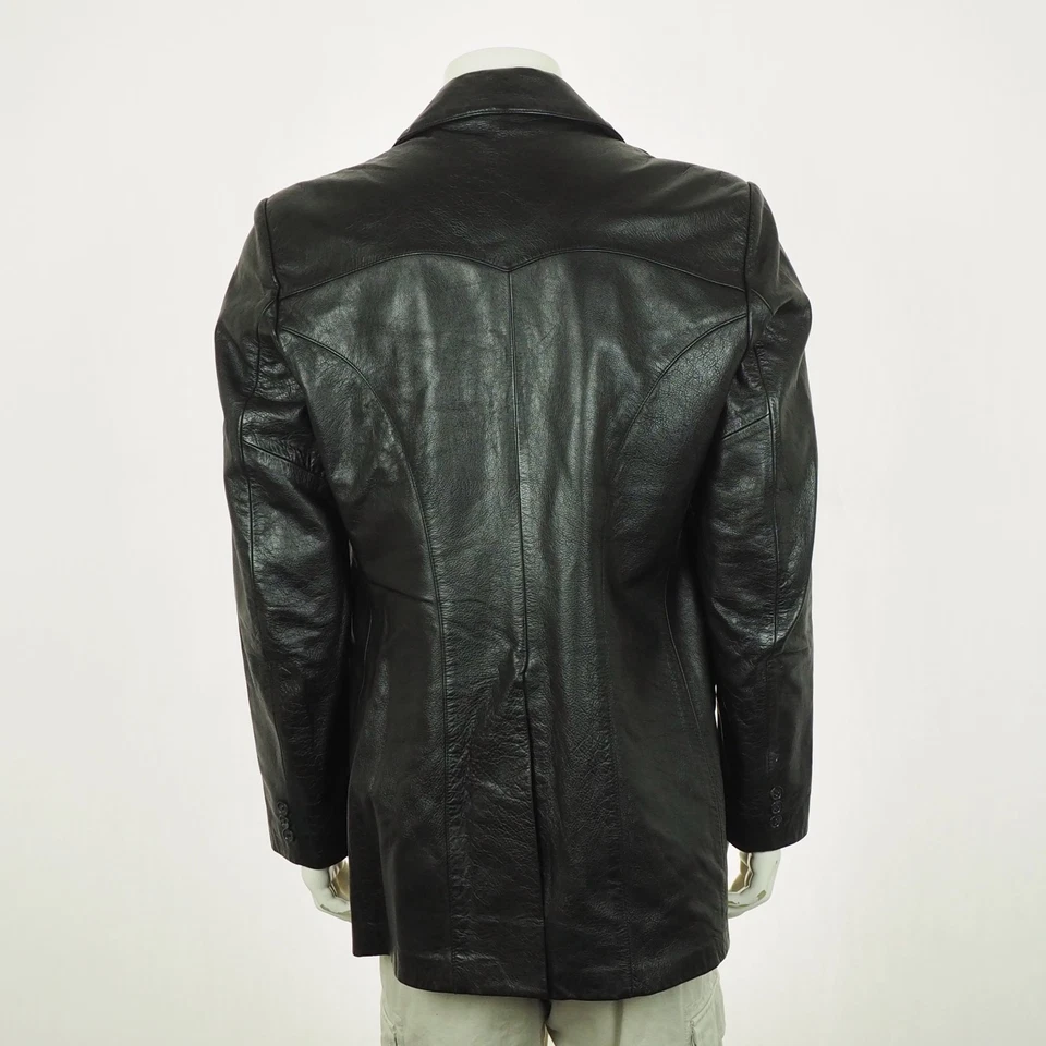 Chaqueta Blazer de Cuero Scully para Hombres 42L Negra Larga Occidental De Colección Abrigo Deportivo de 2 Botones Foto 4 de 4