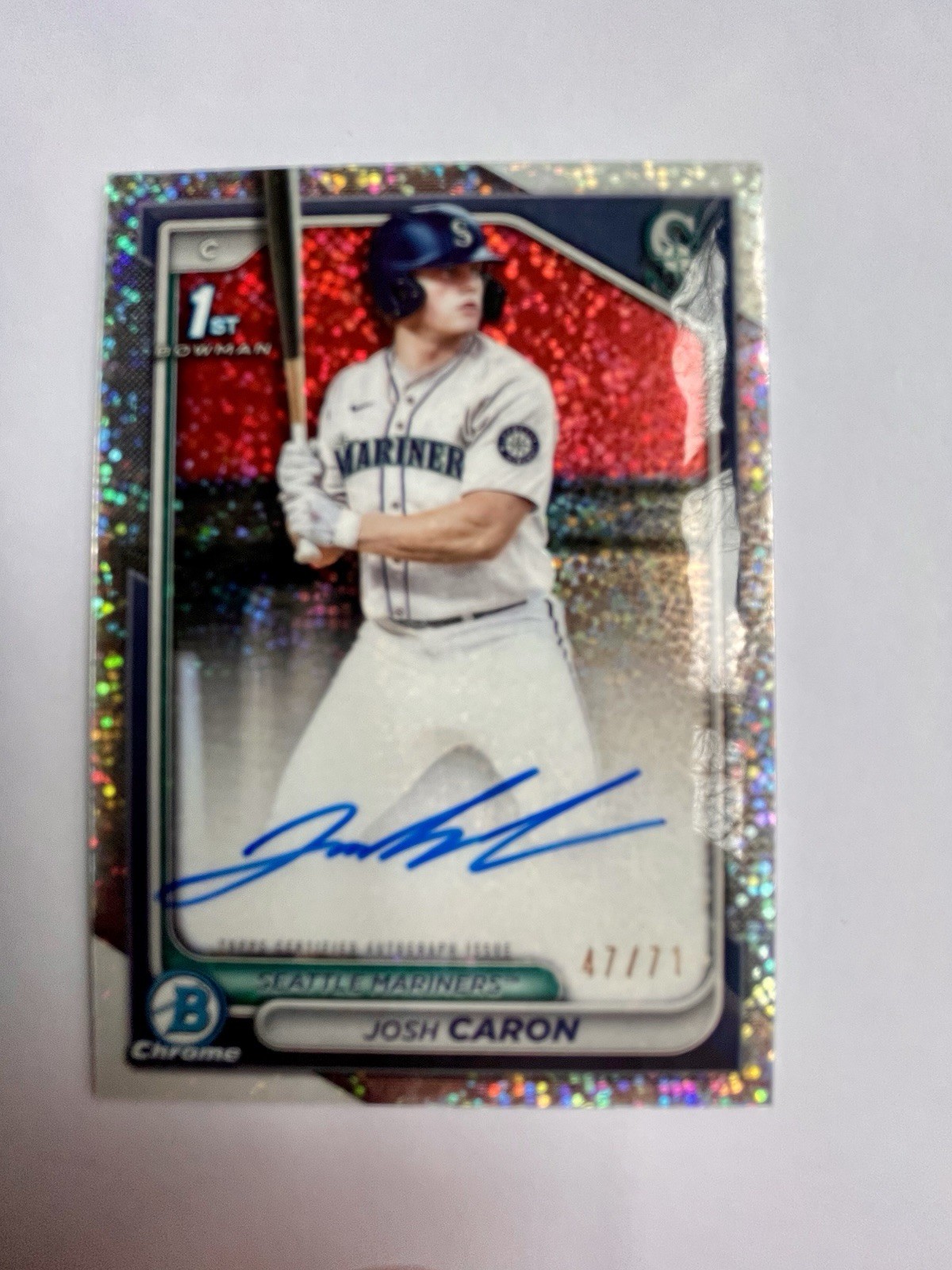 2024 Bowman Draft - Chrome Prospect Autographs Josh Caron #CPA-JCA Sparkle # /71