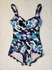 Maxine of Hollywood One Piece Swimsuit Floral Watercolor Retro Vtg Pinup Size 8