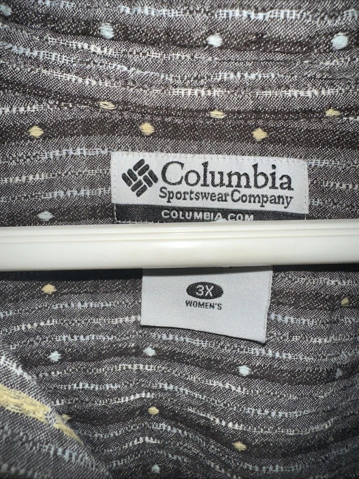 Mujer Columbia Gris Rayas Granola Niña Manga Larga Informal Abotonada Talla: 3X Foto 2 de 4