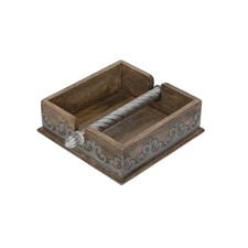 Wood and Metal Inlay Heritage Collection 7Inch Square Napkin Holder