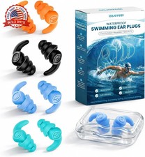 Waterproof Swimming Ear Plugs for Adults, 4 Pairs Reusable Silicone Swimmer Earp