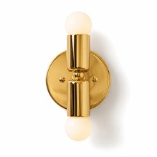 Mid Century Brass Double Globe Wall Sconce Modern Bathroom Vanity Wall Light