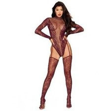 Teddy Bodystocking Cherry Lacquer O/s