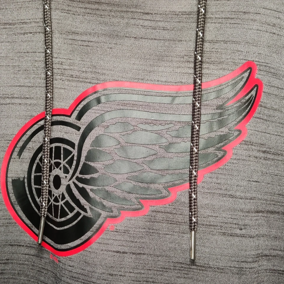 Sudadera con Capucha Detroit Red Wings Hockey NHL Para Hombre Talla Grande Gris y Negra Foto 2 de 4