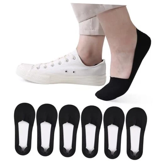 Pewat Men's No Show Socks - Ankle Socks Size 10-13, Cotton for 8.5-11 Black*6