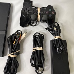 Sony PlayStation 2 PS2 Slim Black Console SCPH-75001 OEM Controller Tested