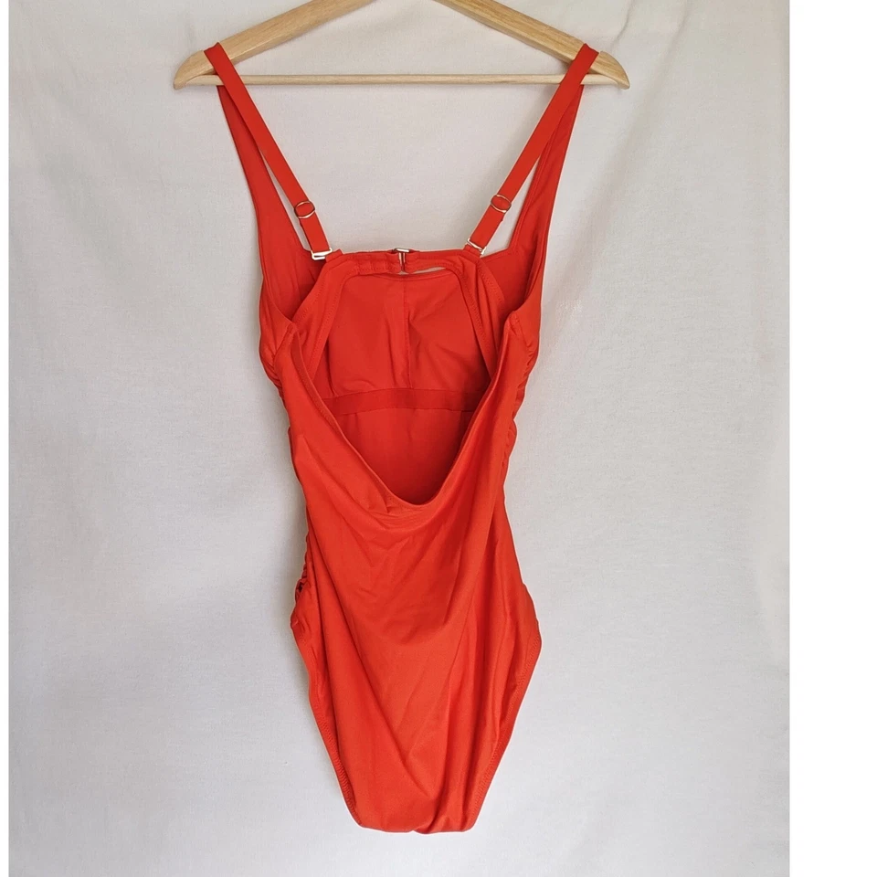 Traje De Baño Athleta Cuello Cuadrado Una Pieza Vermillion Rojo Naranja Mediano M Foto 2 de 4
