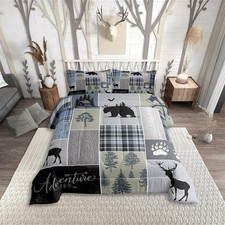 Rustic Patchwork Bedding Set, Checkered Buffalo Plaid Comforter Set for Kids ...