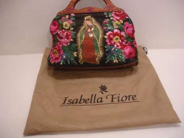 Borsa Isabella Fiore Con Perline Floreale/Righe, Nuova Senza Etichette
