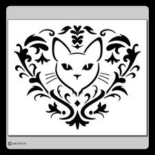 10 X 12 inch Floral Cat face Damask style reusable craft STENCIL template