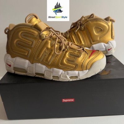 Size 9.5 - 2017 Nike x Supreme Air More Uptempo Metallic Gold 902290-700 rare