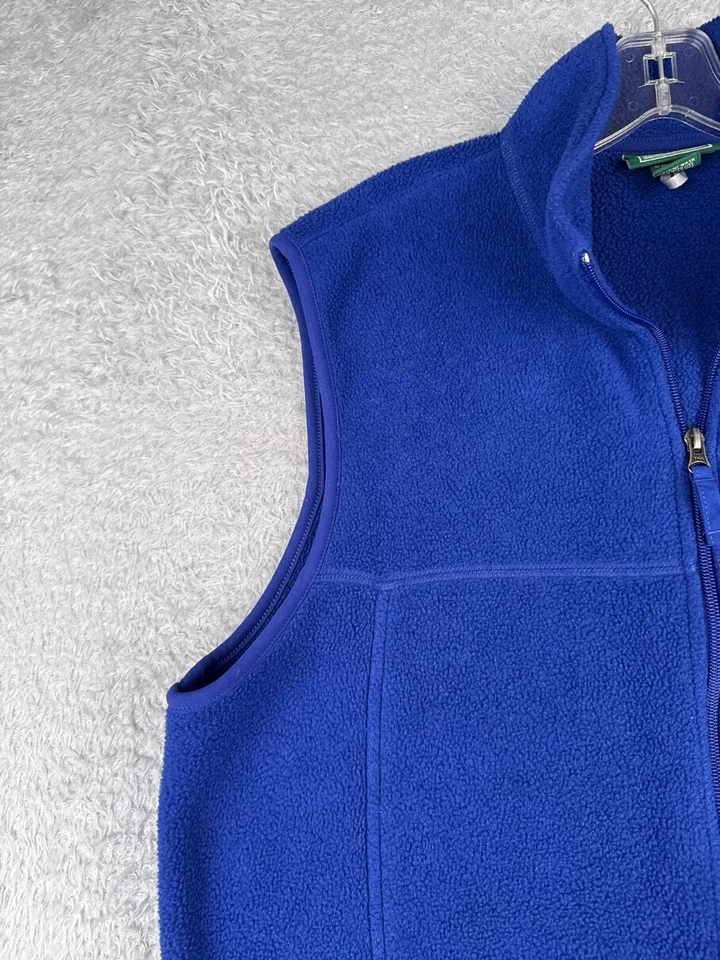 LL Bean Vest Mens Large Tall Blue Full Zip 100% Polyester Fleece Mock Neck Hike - Image 3 of 4