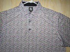Footjoy Men's XL Polo Golf Shirt Geometric Floral Performance Stretch