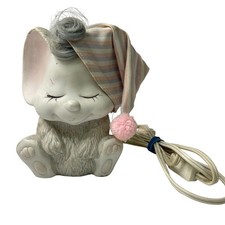 Vintage Bisque Ceramic Sleeping Mouse Nursery Night Light Childs Bed Lamp Corded