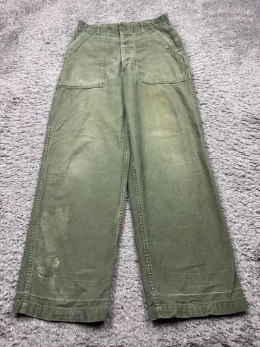 Vtg Military Pants Men 30x31 Sateen OG-107 Type 1 Class 1 Combat Trouser Vietnam