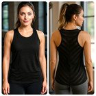 Athleta Mesh Tank Top MEDIUM Kettlebella Black Stripe Athletic Gym Yoga Running