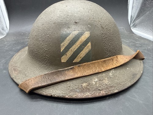 WWI ORIGINAL US M1917 BRODIE HELMET 3RD INFANTRY DIVISION PAINTED INSIGNIA