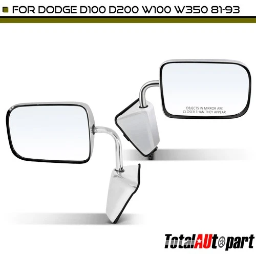 2Pcs 6'' X 9'' Manual Mirror w/Manual Folding Chrome for Dodge D100 D200 78-80