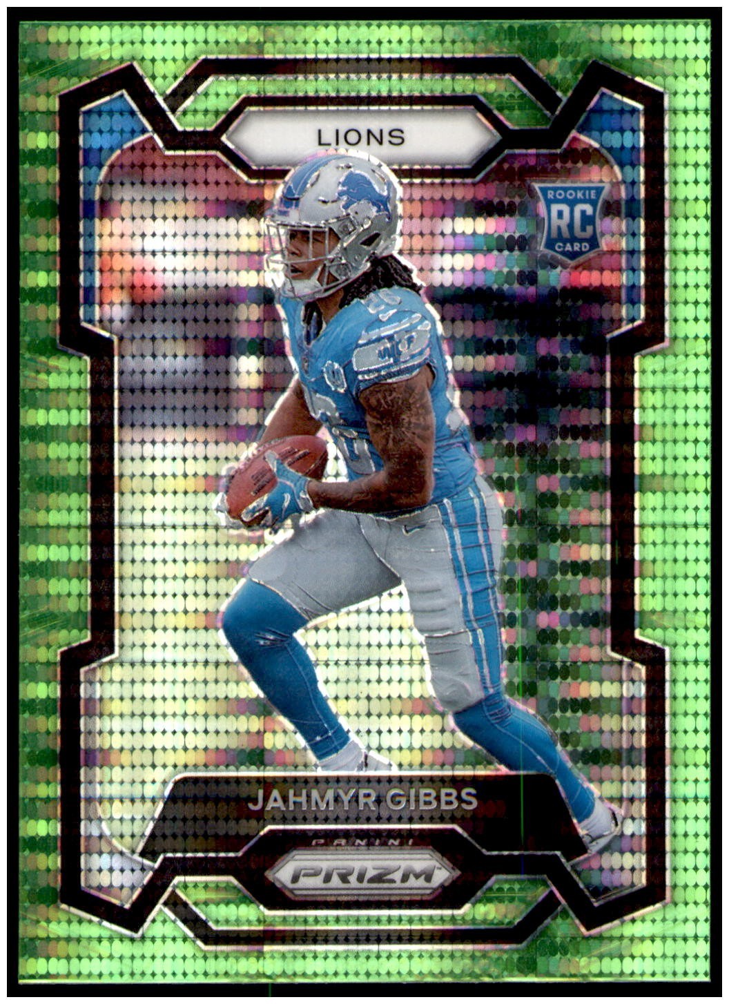 Jahmyr Gibbs 2023 Panini Prizm Neon Green Pulsar Rookie Card #331 RC