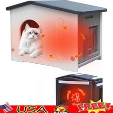 Outdoor Insulated Cat House Weatherproof Escape Door Easy Clean Pet Shelter New