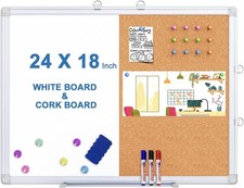 Magnetic White Board  Cork Board Combo 24 X 18 inches Whiteboard Bulletin
