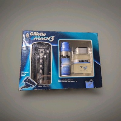 Gillette Mach 3 Gift Set- New Old Stock Shaving Gel After Shave 1 Raser 2 Cartri