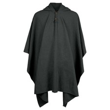 LLAMA WOOL UNISEX | MENS HOODED BLACK PONCHO ...