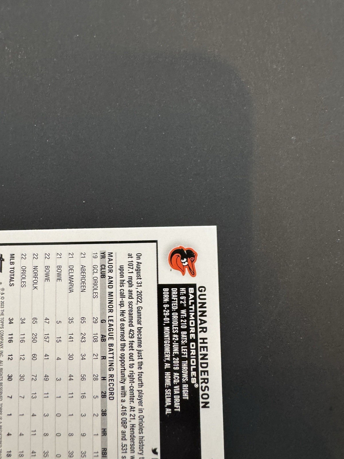 2023 Topps Series 1 Gunnar Henderson #206 (RC) Rookie Baltimore Orioles PSA QTY2 view 3