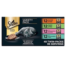 Sheba Perfect Portions Cuts in Gravy Trays Wet Cat Food Variety, 2.64 oz, 48 ct