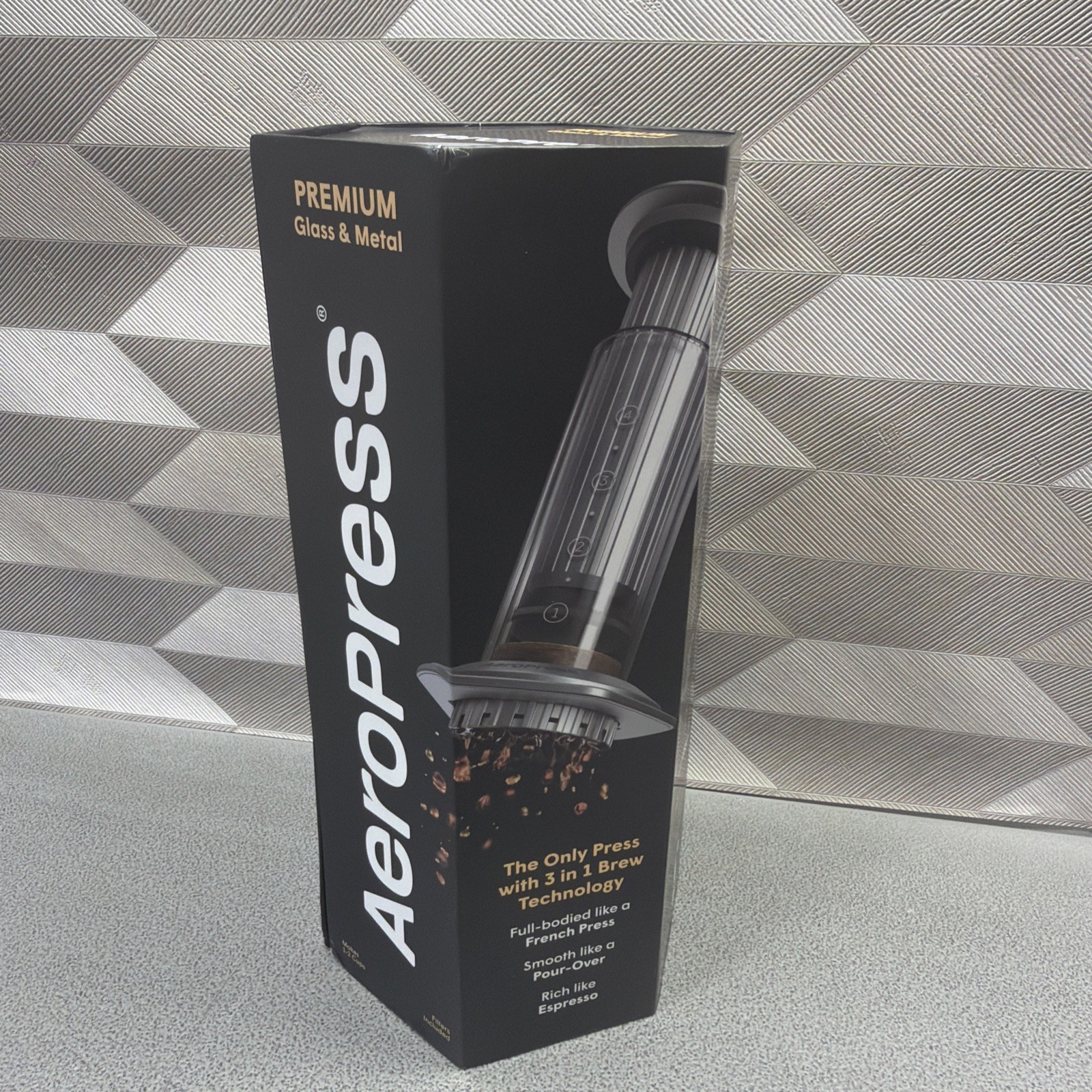 Premium Glass & Metal Coffee Press Silver