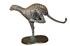 Running Cheetah - Gold Pleated Bronze Statue -  Size: 67