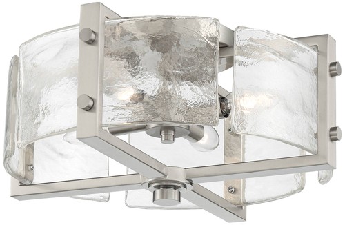 Prane Modern Ceiling Light Semi Flush Mount Fixture 17" Nickel 4-Light Glass - Picture 7 of 8
