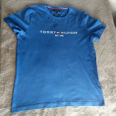 T-shirt homme Tommy Hilfiger moyen marine coton bio taille L manches courtes - Photo 1/4