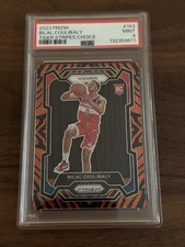 2023-24 Panini Prizm Bilal Coulibaly #153 Choice Tiger Stripes Prizm (RC) PSA 9