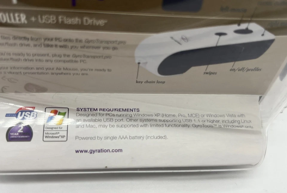 RARE NEW OLD STOCK Retro Gyration GyroTransport PRO Air Mouse Controller 2006 - Image 3 of 4