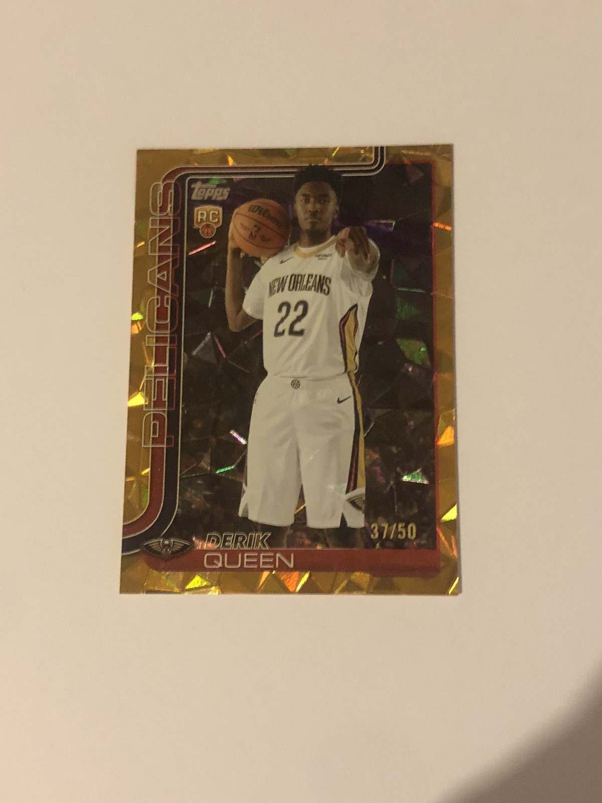 2025-26 Topps Derik Queen RC Rookie #213 Diamante Gold 37/50 Pelicans