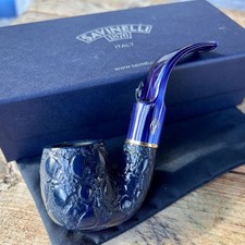 Savinelli Alligator BLUE Bent Billiard Oom Paul (614) 6mm Filter Pipe - New