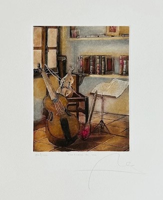 En Clave De Sol S/N Etching Signed by Unknown Artist Signed MINT 8 1/4 X 6 1/4