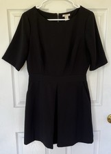 Forever 21 Short Sleeve Black Medium Mini Dress With Pockets. Lined. Back Zip
