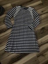 J Crew 365 Womens Long Sleeve Fit And Flare Dress, Navy And White Small