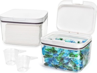 Laundry Pods Container Laundry Pod Holder W/ Lid Laundry Room Storage Container