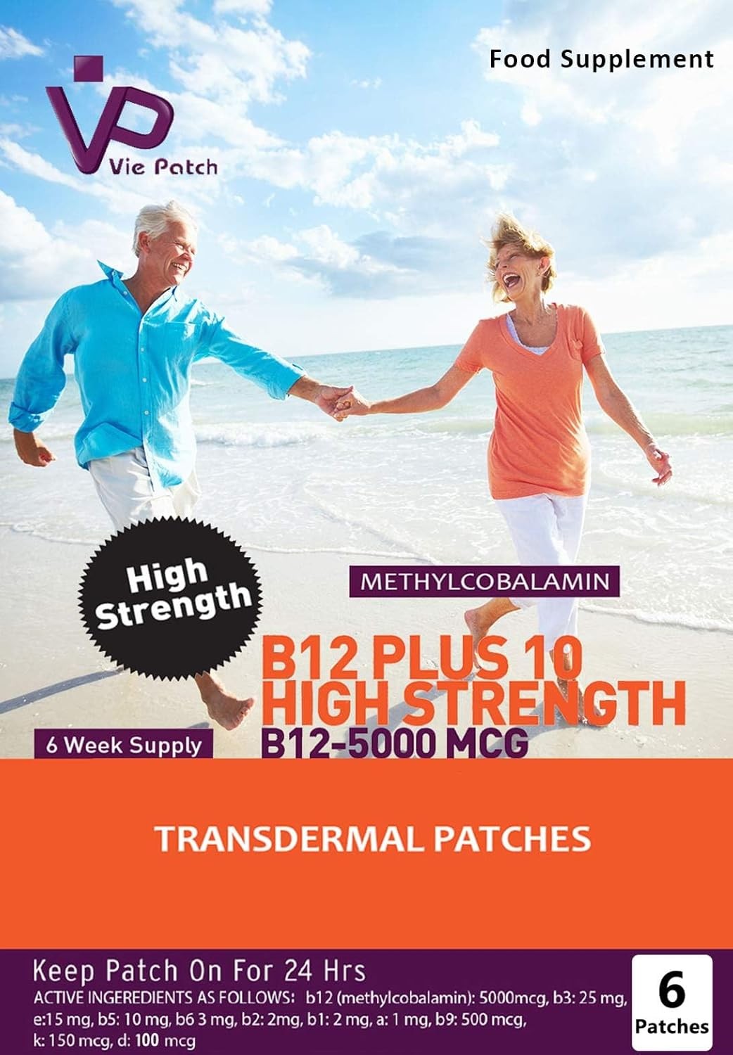 Vie Healthcare Vitamin B12 Plus 10 High Strength Transdermal Patches, 6 Transde