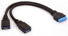 USB 3.0 Motherboard Adapter Cable 20 Pin Header Convert to Two Female a Type Lea