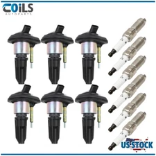 6 Ignition Coils and 6 Spark Plugs For GMC Envoy Chevy Trailblazer Buick Rainier