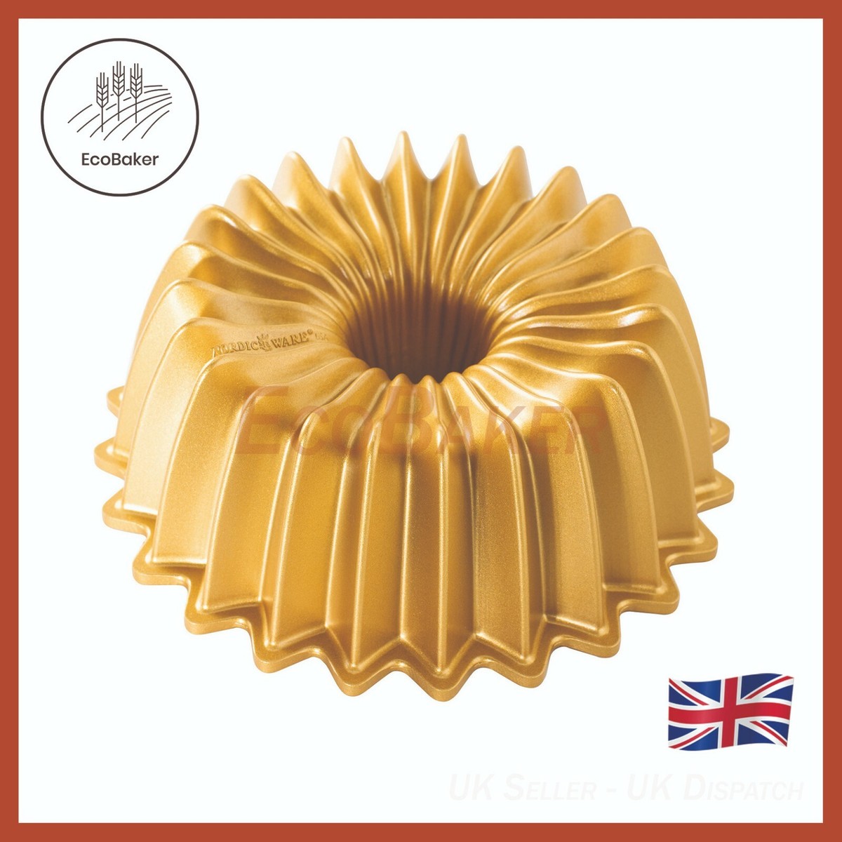 Nordic Ware Brilliance Bundt Pan Cake Pan Gold NonStick 10 Cup Bake