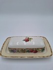 Noritaki Sonoma Gardens - Impromptu -Coverrd Butter Dish 1/4 lb Marble Border 